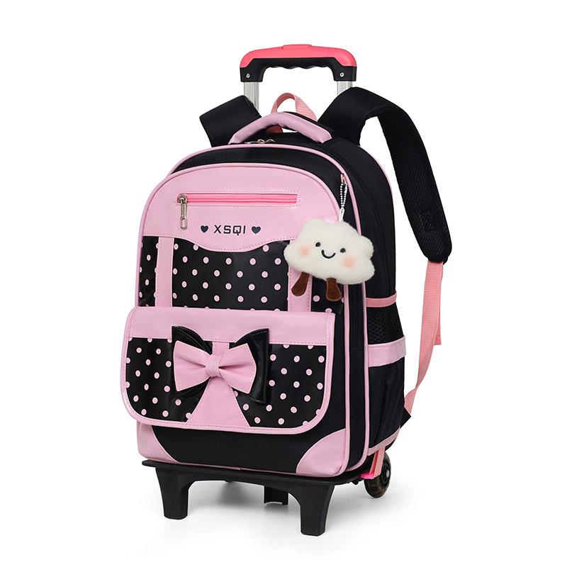 Children'S Tie Rod Schoolbag Three Rounds Girl Princess Primary School Backpack Girls Schoolbag 1-3-5 -6 Level Drag