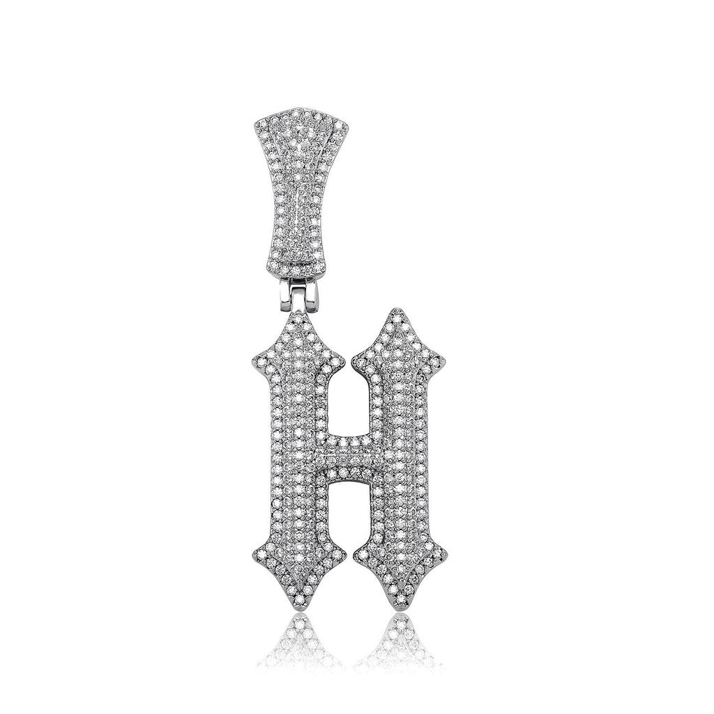 Jin'ao European & American Hip Hop Letter Pendant Spiked Double-Layer Diamond Men's Necklace