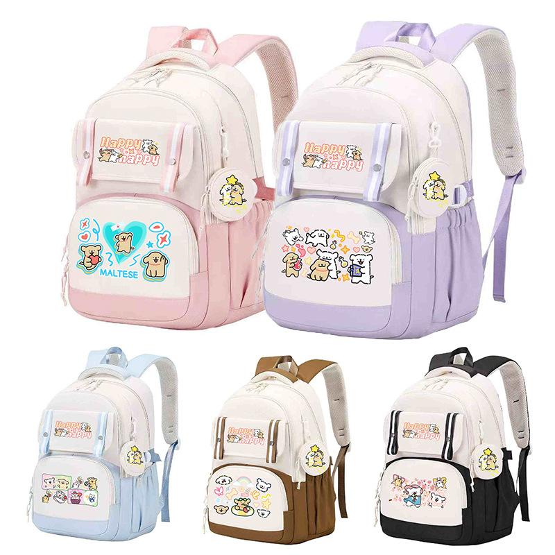 Line puppy cute college style schoolbag large capacity foreign trade campus junior high school students versatile children's backpack