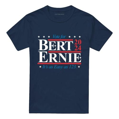 Sesame Street Unisex Adult Bert Ernie For President 123 Vote T-Shirt