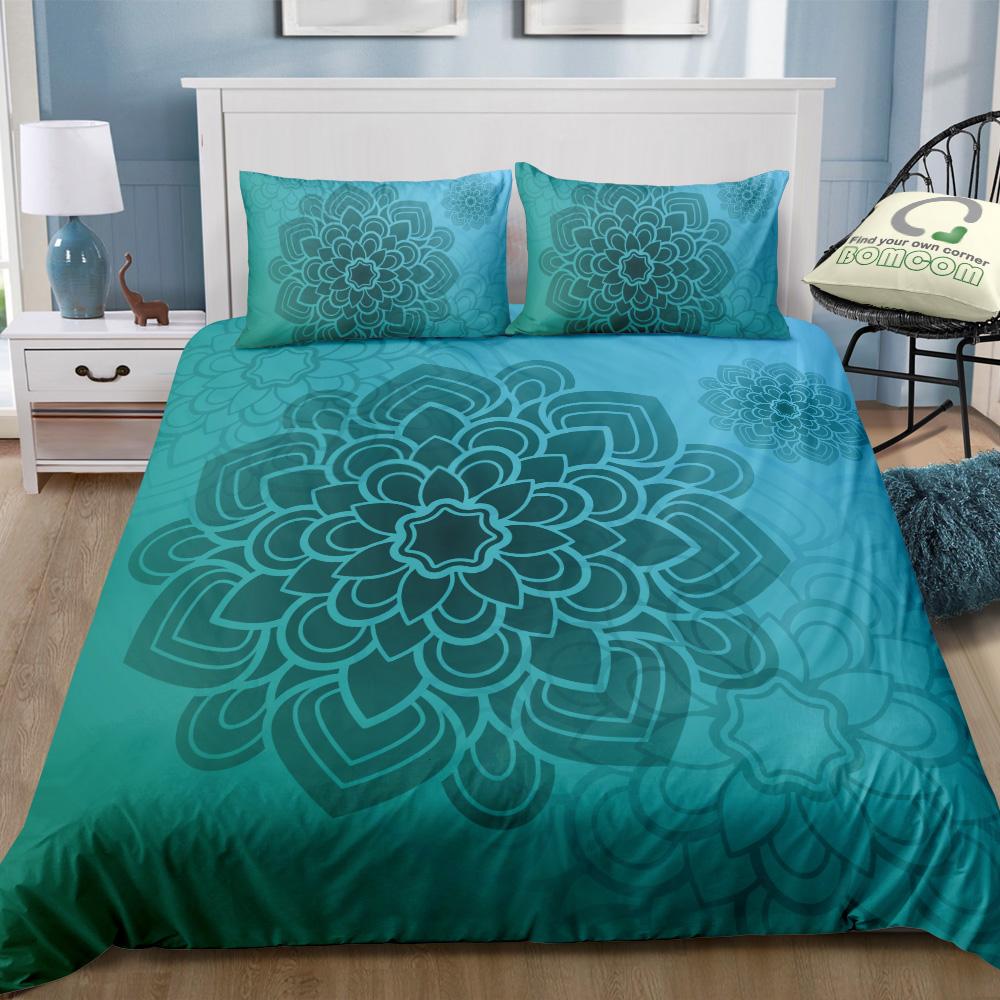 Sada povlečení s potiskem 3D Bohemian Mandala Povlečení Měkký povlak na polštář Povlečení na polštář 2 nebo 3 v plné velikosti Domácí dekorace