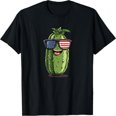 Cool 4th of July Pickle Costume with America Sunglasses T-Shirt