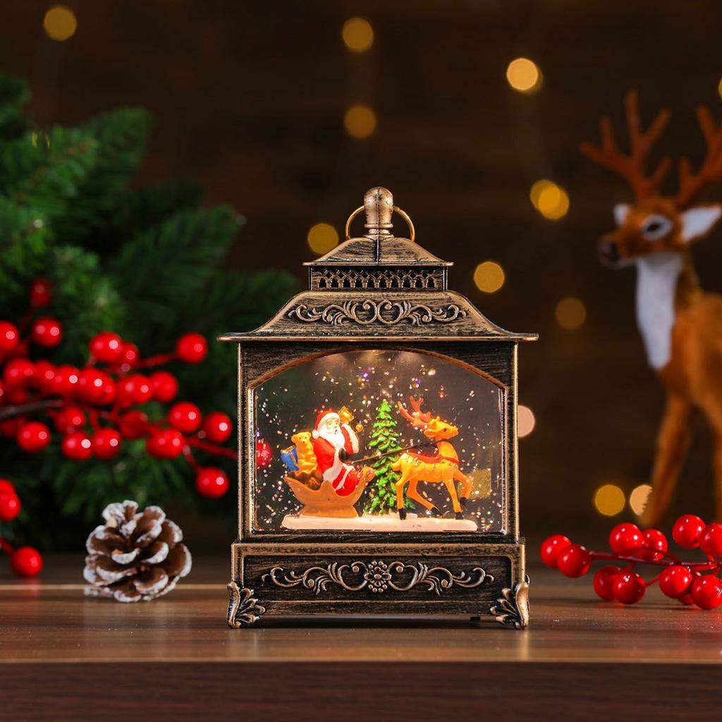 Christmas Lantern Music Box Desktop Night Light Holiday Decoration Gift for Party/Home