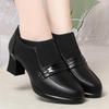 5.5cm 7.5cm All Match Breathable Comfortable Flexible Soft Leather Shoes Women Pumps 2025 Fall Med Block Heels Shoes Office Mom