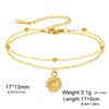 Teamer Bohemian Flower Charm Bracelet Stainless Steel Adjustable Double Layer Beads Chain For Women Fashion Sweet Jewelry Gift