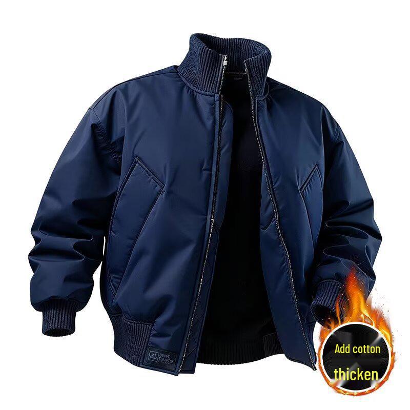 Men s Winter Stand Collar Thickened Cotton Flight Jacket 2XL