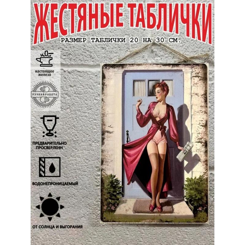 Pin-Up Girl Metal Sign, Retro Wall Art Decor