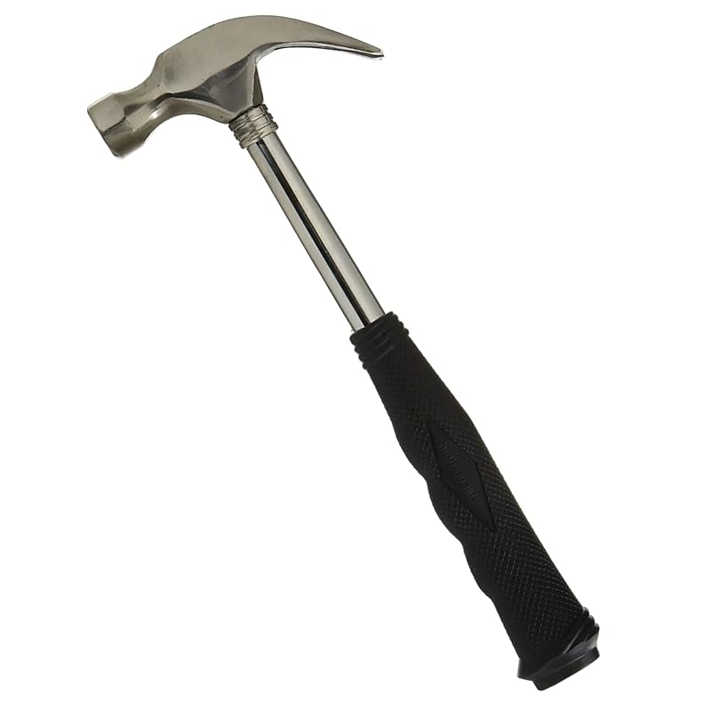 KAKURI Nail Hammer, Pipe Handle, 275mm Overall Length, 225g Head Weight, DIY, Home Improvement, Woodworking, Nail Puller, Nail Driver, Multi-purpose