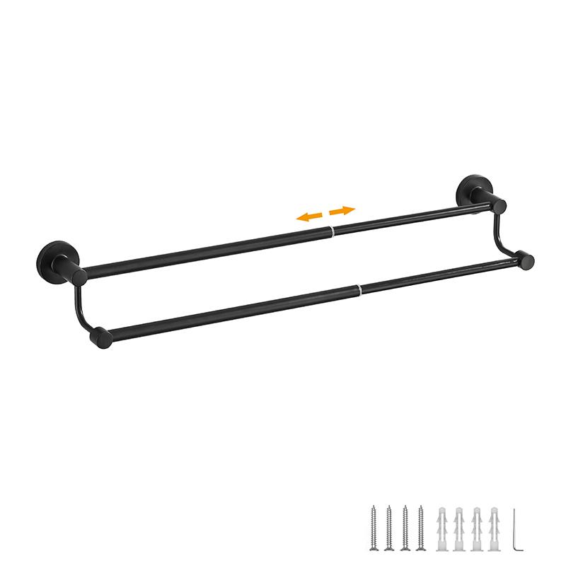 

Держатели для полотенец для ванной комнаты, свободно выдвижные 15,9-28,0 дюймов двойные перекладины вешалка для полотенец, черный, хром, золотой, матовый никель, EL99244-D чёрный
