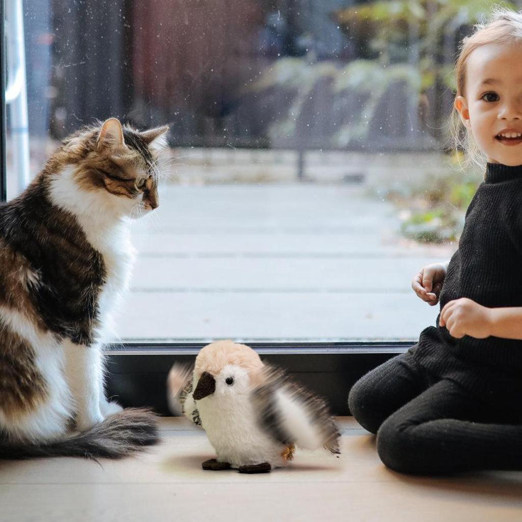 Zabawka dla kota ptak trzepoczące skrzydła zabawka do domu dla kociaka interaktywna ćwierkająca trzepocząca ruchoma ulga w nudzie dla kotów zwierząt domowych salon