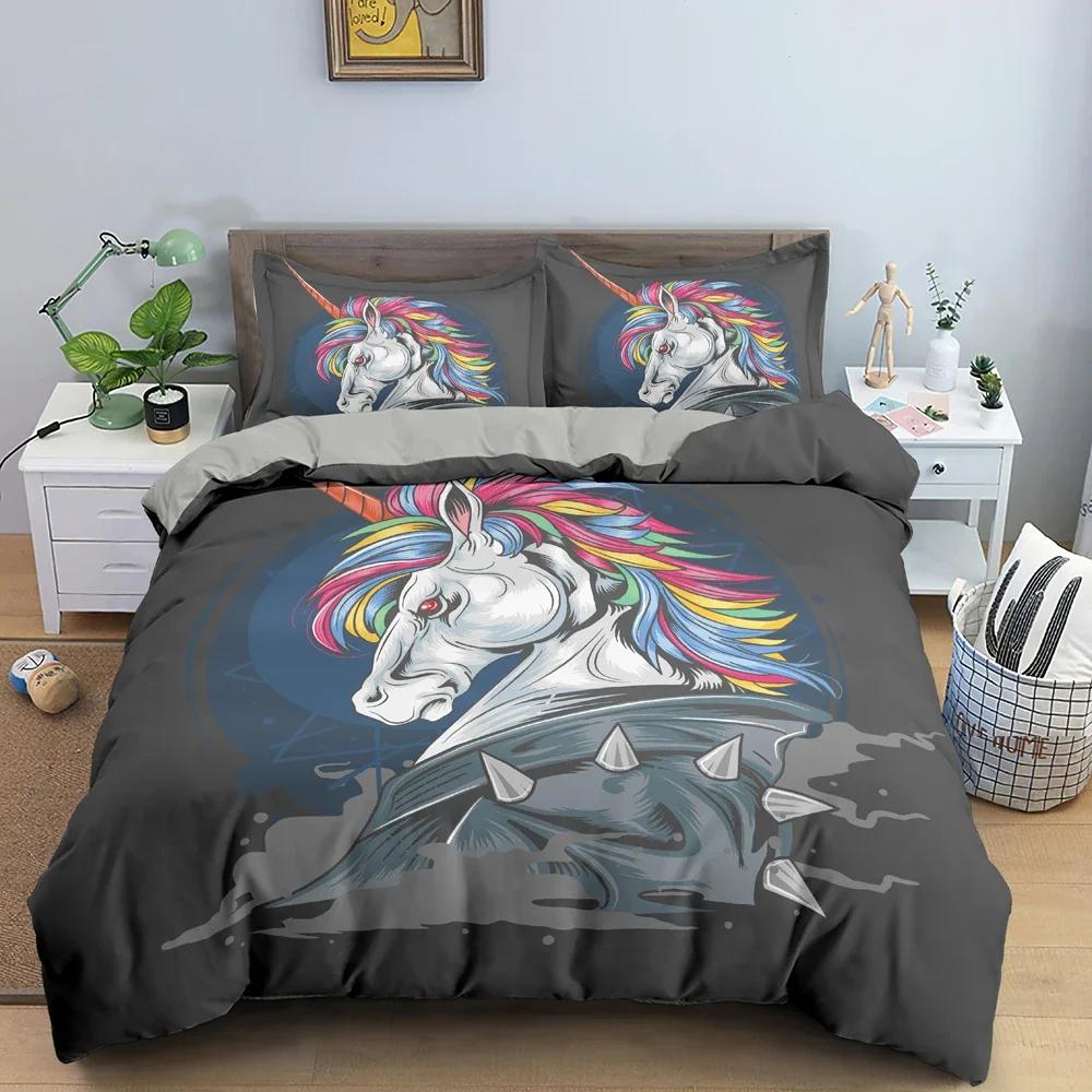 Cartoon Animal Unicorn Comfortable Duvet Quilt Cover Pillowcase Bedding Set Children Bedroom Decoration Home Textile