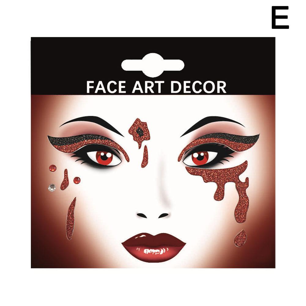 

Тема Хэллоуина Украшения для лица Стразы Временные хрустальные наклейки Украшения для лица Самоклеящиеся блестящие драгоценные камни Татуировка наклейка Макияж