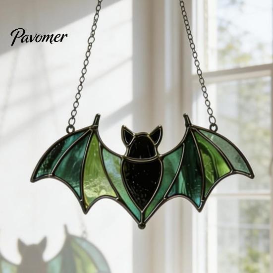 Creative Holiday Home Hanging Decor Halloween Pendant, Colorful Sun Catcher for Wall Window Decoration, Stained Glass Style Art Ornament And