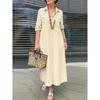 Loose Long-Sleeved Lapel Dress Elegant Solid Long sleeve Button Lapel Plus size dresses