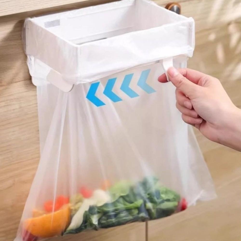 Foldable Garbage Bag Hanger Wall-Mounted Trash Can Rack Space Save Trash Bag Holder Bathroom