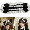 Lolitas Lace Headband Retro Cosplay Party Hair Accessories Ribbon Bows Maid Headdress for Womens