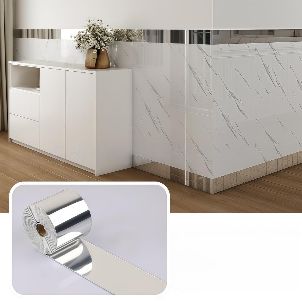 1pc 10cm X 5m PVC Self-Adhesive Marble Baseboard Sticker - Waterproof Skirting Board Protector for Corner Window Sill Home