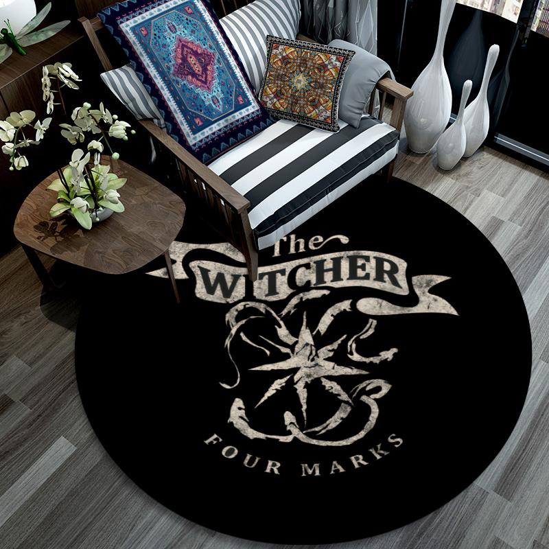 The Witcher pattern round rug,Carpet Rug for Living Room Bedroom Playroom ,Non-slip Floor Mat,Holiday Gifts and Birthday Gifts.