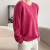 Women's Round Neck Wool Knitwear - Loose Fit Long Sleeve Pullover for Autumn & Winter