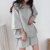 2 Piezas/Set Conjunto de Top y Shorts para Mujer Color Sólido Holgado Cremallera en el Cuello Cuello Solapa Bolsillos Oversize Mangas Medias Chándal Ropa Femenina