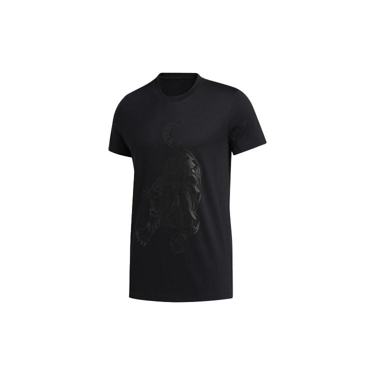 adidas CNY Printing Basketball Sports Short Sleeve Black Men s GH4996 S