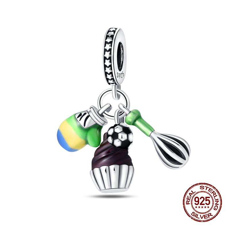 100% 925 Sterling Silver Guitar Musician Painter Doctor Career Charm Bead Fit 925 Original Bracelet DIY Souvenir Jewelry