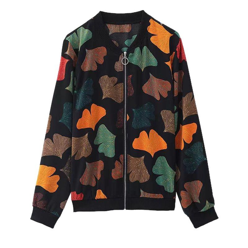 Mother's Chiffon Printed Long-Sleeve Cardigan: 2025 Spring New, Plus Size, Loose Fit, Versatile Baseball Jacket