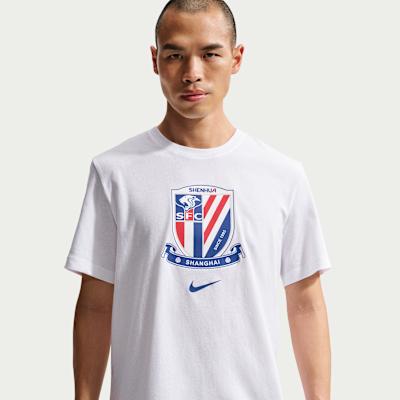 Nike T Shirts Men s White/Sports Royal Blue Crew Neck Moderate XL