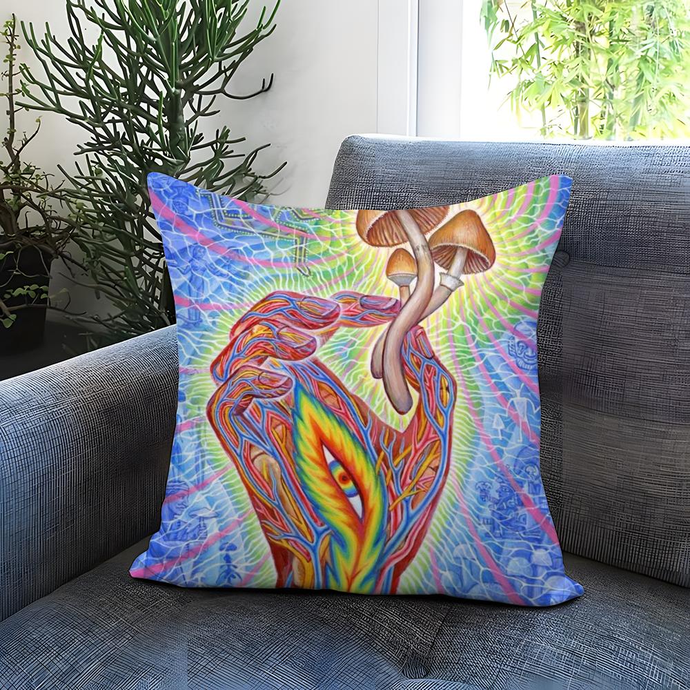 A-Alex GreyS Art Cushion Cover Comfortable Reversible Pillow Cover Ideal for Car Sofa Bedroom & Beyond