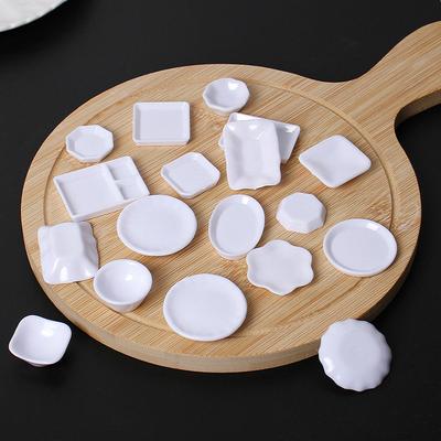 5Pcs Dollhouse Simulation Plates Tray Set Dollhouse Mini Kitchen Tableware Decoration For 1/12 Dolls House Decoration
