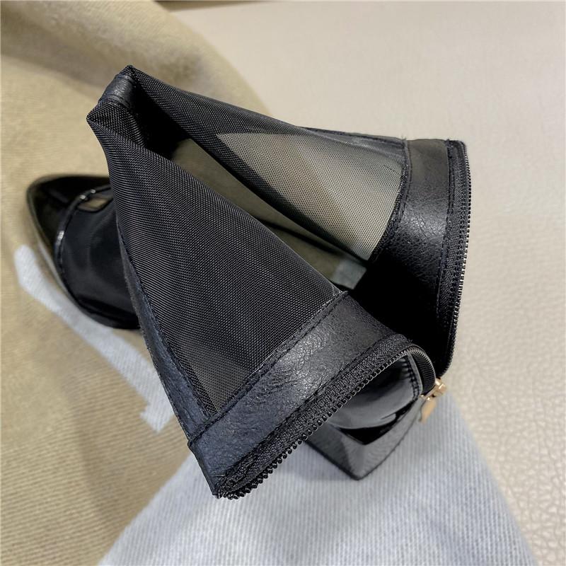 Women's high-heeled net boots spring and summer new thick-heeled large-size splicing cool boots