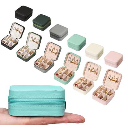 Caja de Almacenamiento de Joyas Portátil Organizador de Joyas Exhibidor Estuche de Viaje para Joyas Cajas Botón Cuero Cremallera Joyeros Joyero