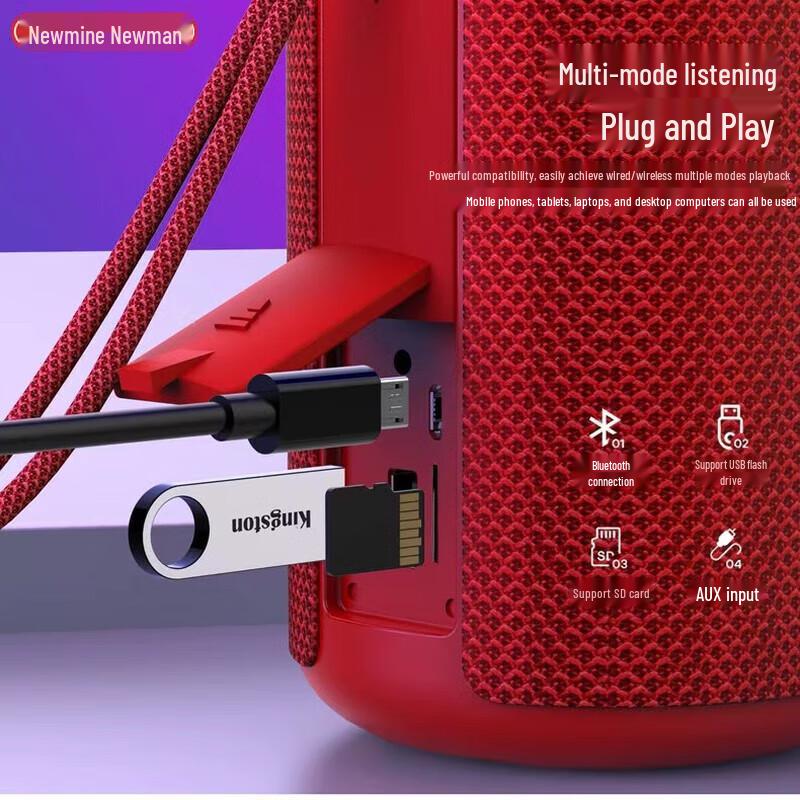 Newmine BT32 Portable Bluetooth Speaker CN Plug (adapter Included)