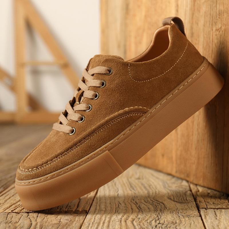 

Мужские кроссовки весна корейская версия прилив низкие кожаные повседневные туфли ретро спортивные дышащие новые повседневные кожаные туфли 44 коричневый