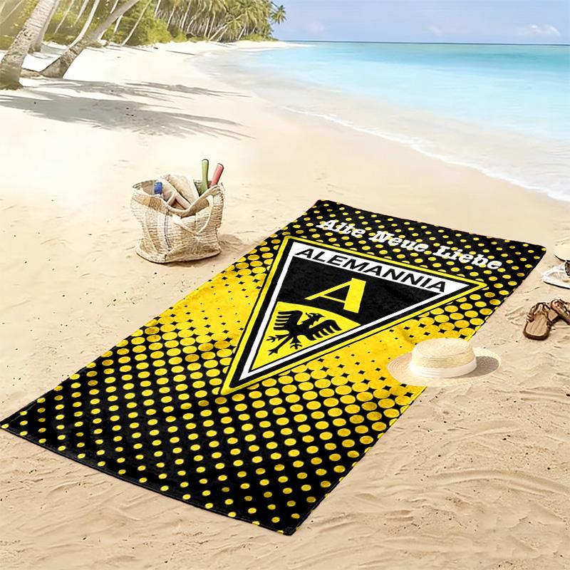 Ręcznik Plażowy z Nadrukiem Alemannia Aachen, Duży Miękki Szybkoschnący Ręcznik na Plażę Kemping Pływanie