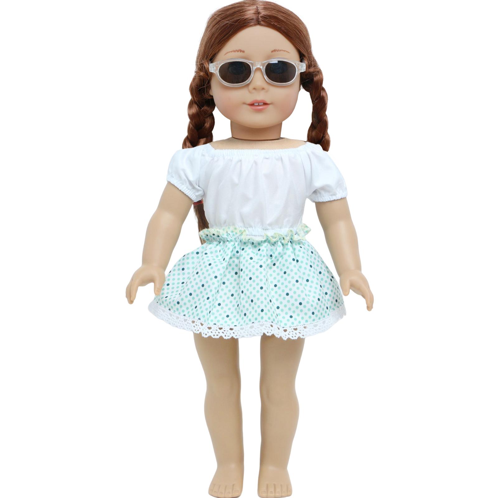 

Платье для кукол 18 дюймов, одежда с очками, модный игровой набор, аксессуары для кукольного домика, наряд для куклы 45 см, игрушка для девочек, подарок на день рождения(НЕТ КУКЛ)