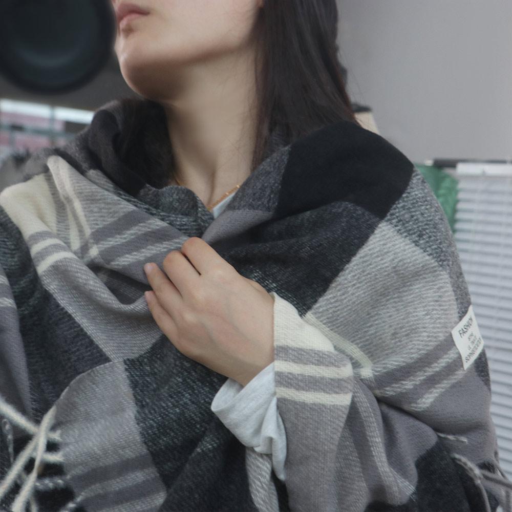 Windproof Winter Cashmere Scarf Thicken Men Scarf Simple Plaid Wool Scarf Female