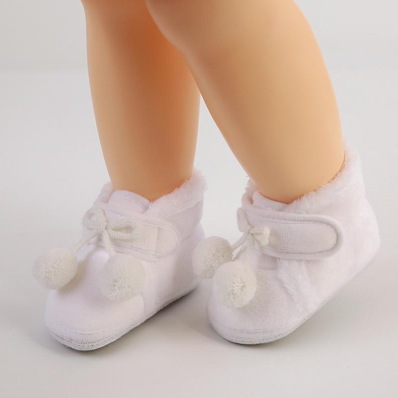 Baby Boots Bowknot Ball Decorative Cotton Shoes Soft Sole Solid Color Kids Boots