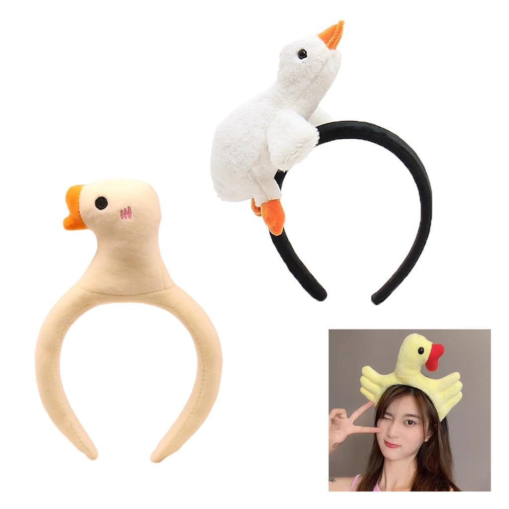 Cute 3D White Goose Headband Makeup Hair Hoop Stuffed Plush Duck Doll Animal Hairband Hair Accessories for Women Kids