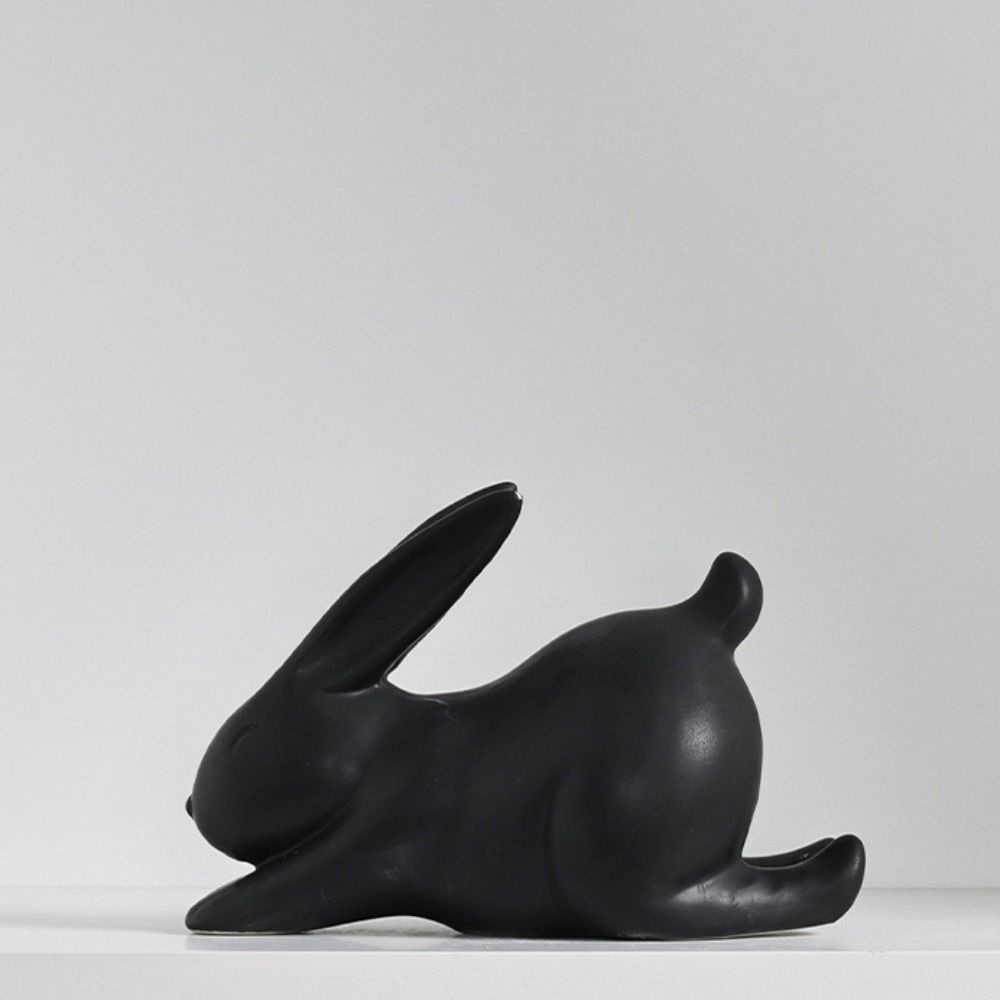 Ceramic Bunny Statue Cute Rabbit Model Nordic Style Animal Sculpture  Office