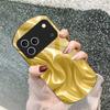 The golden silk of waves For iPhone 17 Air 16 15 14 Pro 13 Plus 12 mini 11 Pro Max XR X 7 8 Elliptical Tempered Glass Phone Case