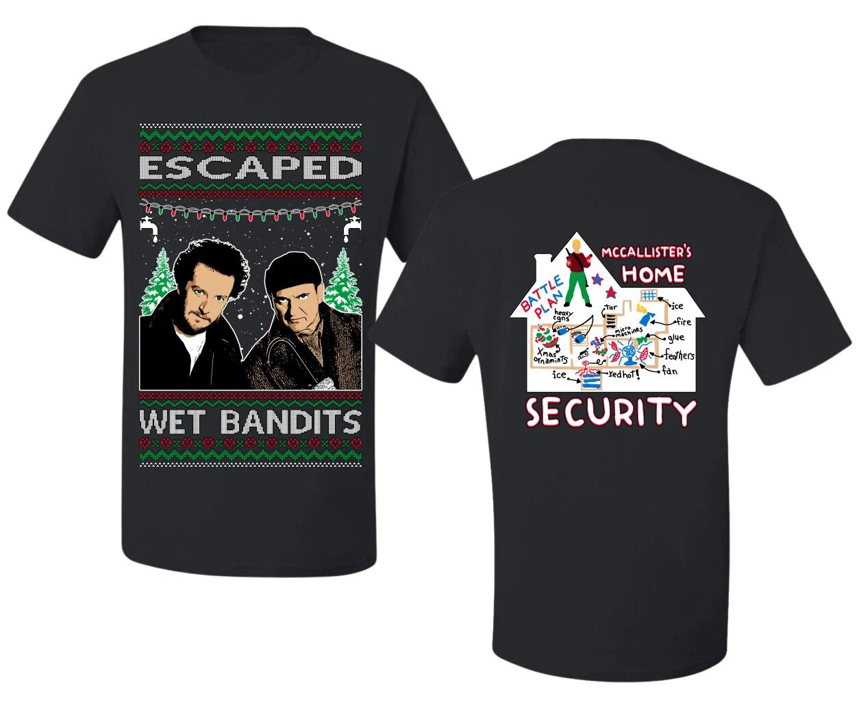 Escaped Wet Bandits Classic Home Holiday Front and Back Men s T- Shirt 4XL