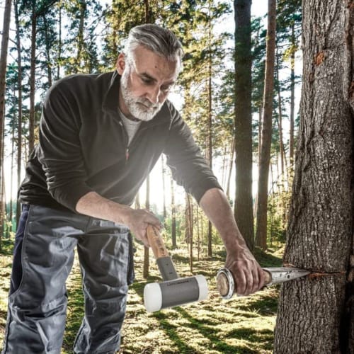 Rohmheld HALDER Shockless Recoilless Supercraft Hammer with Hickory Handle and White Nylon Shaft, 60mm Diameter, 3366.060
