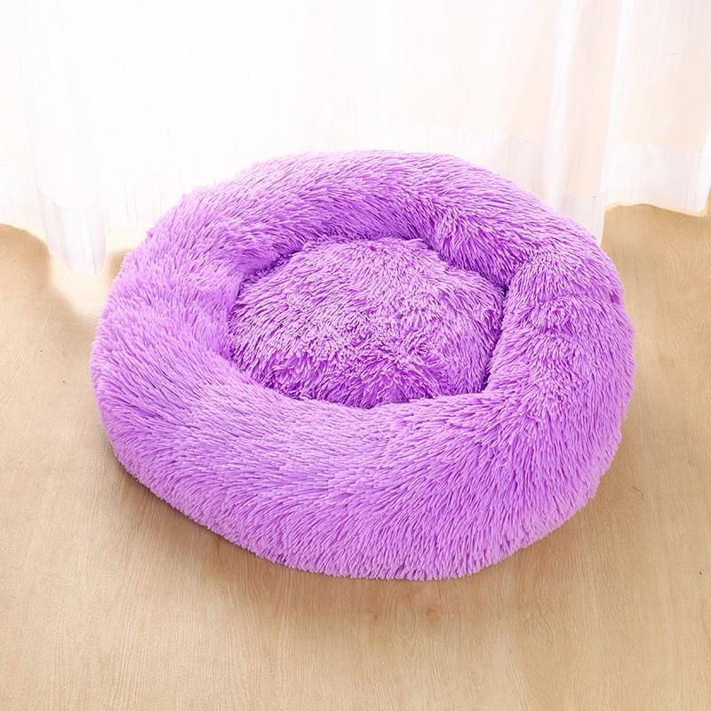 Cat Pet Dog Calming Beds Nest Warm Fluffy Plush Comfy Soft Mattress Donut Pad