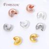 50/100Pcs 18K Gold Plated Crimp Covers,Round Covers Open Crimp End Beads,Stopper Spacer Beads For DIY Jewelry Making Supplies