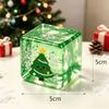 Christmas Theme Cube Squeeze Toy Stress Relief Transparent Block Pinch Toy  Office Desk Toy