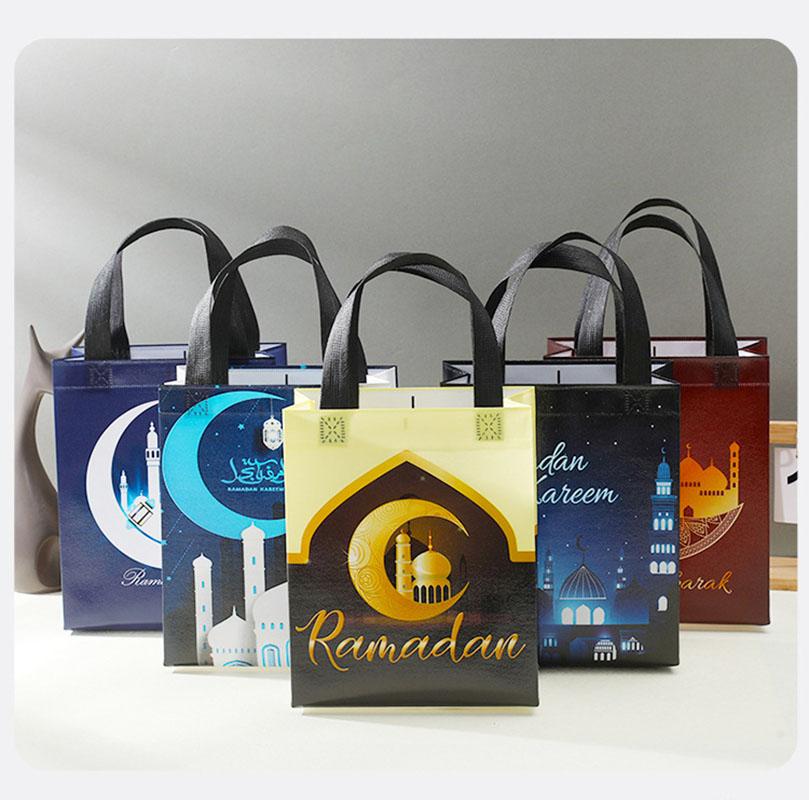 Storage Gift Decoration Suppily 20*25*10cm Stobag Ramadan Laminated Non Woven Bag Moon Castle Non-Woven Gift Bag For Festival