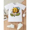 European Size Girls Round-neck Short-sleeved T-shirt with Cartoon Pattern of A Little Bee Collecting Nectar