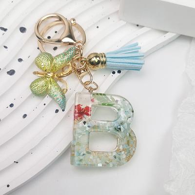 AZ Dreamy Pailletten-Buchstaben-Schlüsselbund für Frauen, Quaste, Schmetterlings-Anhänger, Initiale, Schlüsselanhänger, Handtaschen-Anhänger, Auto-Schlüsselanhänger