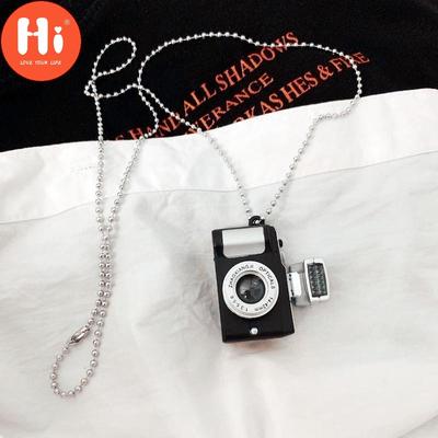 Hi Punk Flash Camera Necklaces Music Pendant Luminous Necklace Retro Small Camera Necklace Flash Men and Women SLR